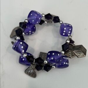 Vibrant Purple Dice Charm Bracelet